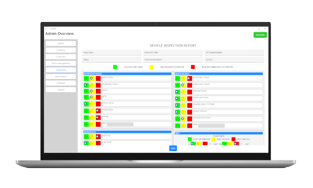 Athena vehicle inspection report on a laptop